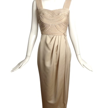 VICTOR COSTA- 1990s Champagne Corded Satin Gown, Size 2