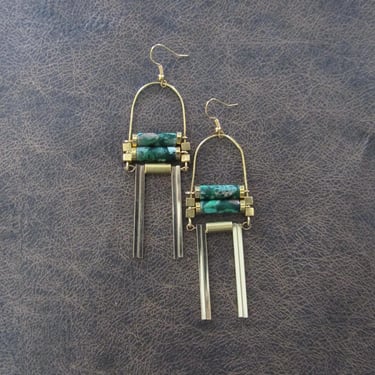 Bold imperial jasper angle earring 