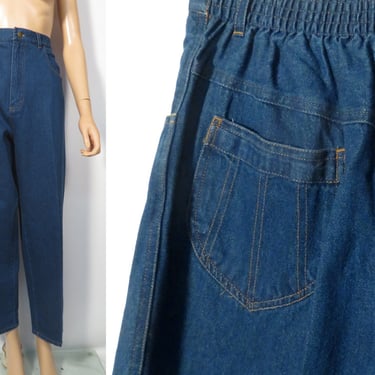 Vintage 80s/90s High Waist Tapered Leg Contrast Stitch Elastic Back Mom Jeans Size 31 x 27 