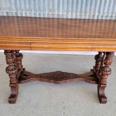 Antique 1930's American Console Table With Draw-Leaf Dining Table Conversion 