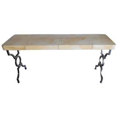 Luxurious Parchment Console Table,Italy, 1960's