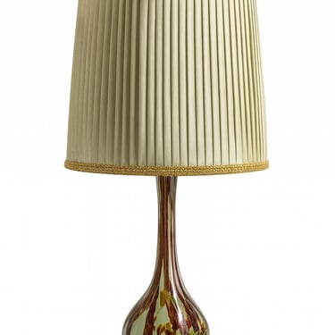 Glass Table Lamp with Textile Shade, 1960s–1970s 