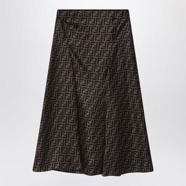 Fendi Skirt In Brown Ff Silk Twill Women