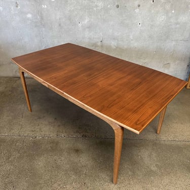 Mid Century Walnut & Oak Dining Table with One Leaf