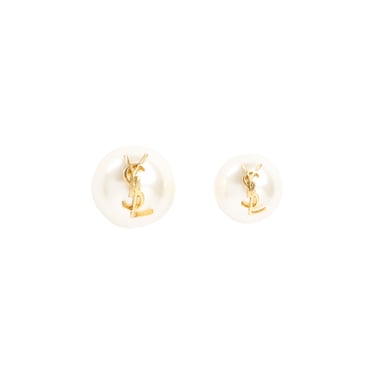 Saint Laurent Women Saint Laurent Pearl Earrings With Monogram