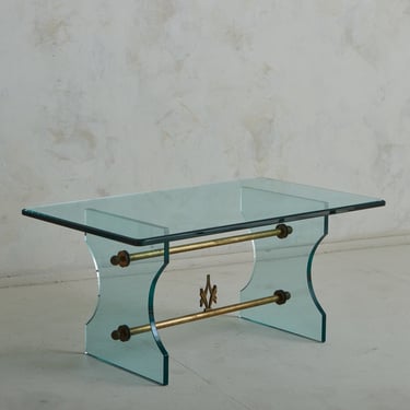 Brass + Glass Coffee Table in the Style of Pietro Chiesa for Fontana Arte, Italy 1930s