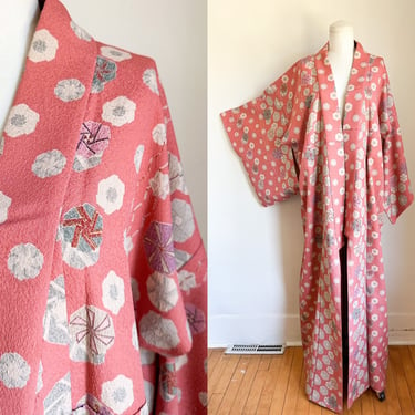 Vintage Deadstock Kimono - Coral Pink Pinwheel 