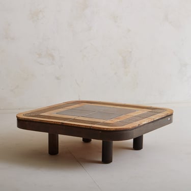 Oak + Ceramic ‘Mambo’ Coffee Table by Roger Capron 11.5”, France 1960s