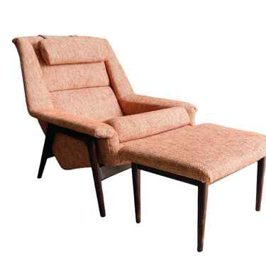 Folke Ohlsson Walnut Lounge Chair &amp; Ottoman for DUX 