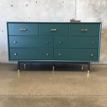 Lala 7 Drawer Dresser In Satin Green Solid Wood