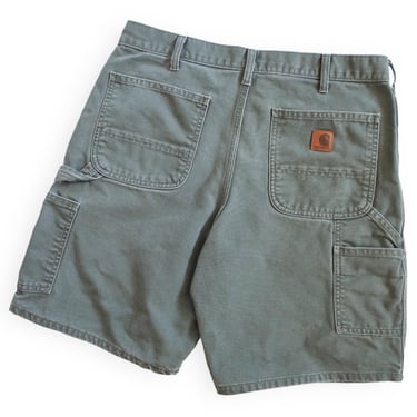 Carhartt shorts / carpenter shorts / Y2K Carhartt moss duck cloth cotton carpenter work shorts 34 