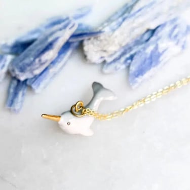 Peter &amp; June - Tiny Narwhal Necklace