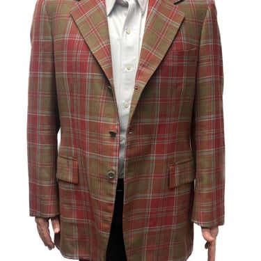 Vintage Plaid Sports Coat, Red, Green and Brown Sports coat, Vintage Jacket, Tartan Sports Coat, Monogrammed Sports, Retro Custom Tailoring 