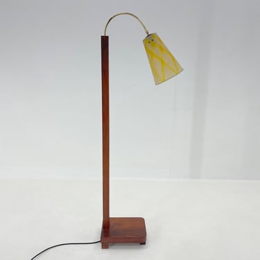 1950's Wood & Brass Floor Lamp, Germany 