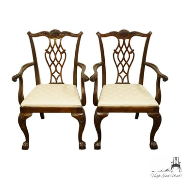 Set of 2 DREXEL HERITAGE Traditional Chippendale Style Dining Arm Chairs 128-811 