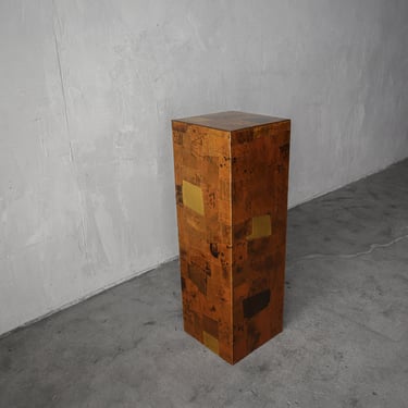 1970s Brutalist Copper Patchwork Pedestal by Percival Lafer 