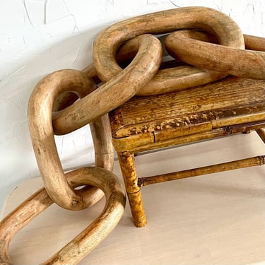 Oversized Wood Link Chain | Carved Wood Chain Link | Carved Wood Sculpture | Wood Link Art 