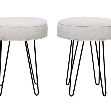 Pair Round Hairpin Leg Benches