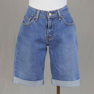 Vintage Cuffed Levi's 515 Shorts - 32" waist Sz 10 - Cotton Denim Jean Shorts - Vintage Y2K 