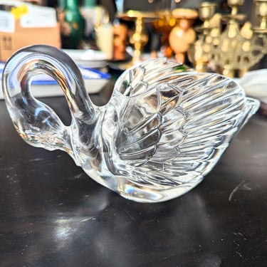 Clear Glass Swan Trinket Bowl/Creamer 