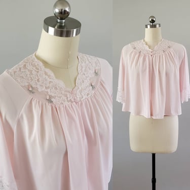 1960's Pink Bed Jacket by Shadowline - 60's Lingerie - 60s Women's Vintage Size Small 