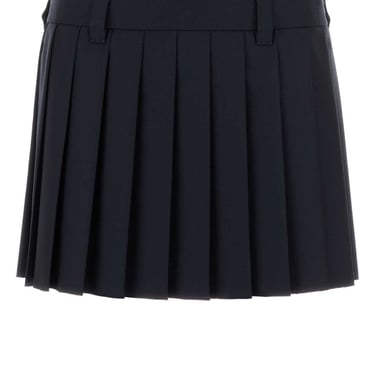Miu Miu Women Midnight Blue Wool Mini Skirt