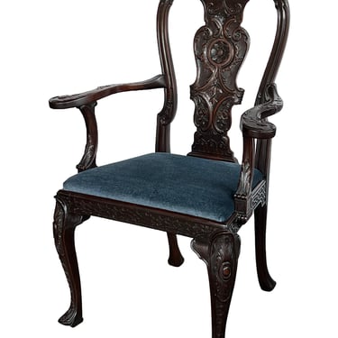 George II Style Antique Carved Mahogany Arm Chair