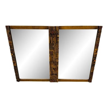 Mid-Century Modern Lane Pueblo Brutalist Wall Mirror 