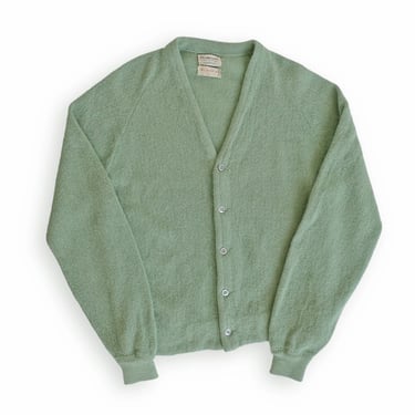 vintage cardigan / fuzzy cardigan / 1960s fuzzy sage green Kurt Cobain grandpa cardigan Medium 