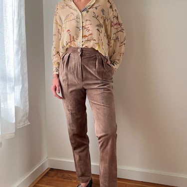 80s Taupe Suede Pants | M