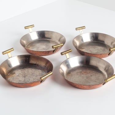 Carl Aubock Steel and Copper Egg Pans, Set of Four