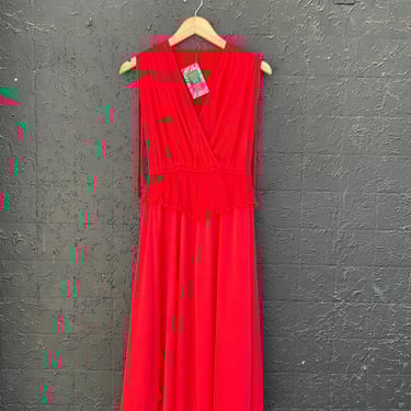 70’s Cherry Red Accordian Pleat Dress