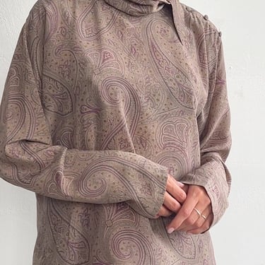 Silk Paisley Secretary Blouse (L)