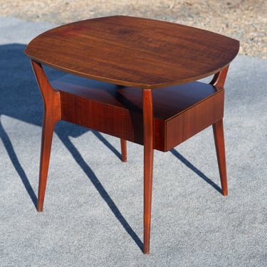 Rare Gio Ponto for Singer & Sons Two-Tiered Side Table w/ Drawer in Mahogany