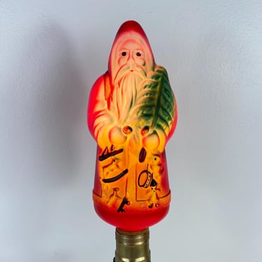 Vintage 9” Belsnickel Kress 1920’s Santa Claus Figural Light Bulb, Edison Base 40 w Santa Made in Japan, Large Christmas Santa Light Bulb 