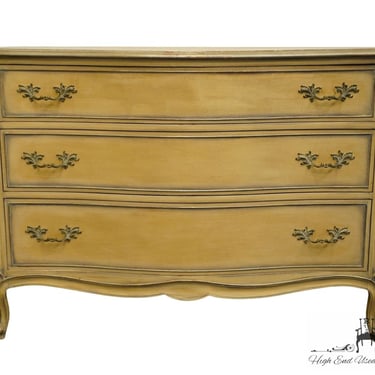 DREXEL HERITAGE Cream Painted Country French Provincial 48" Three Drawer Low Chest 