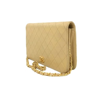 Chanel Beige Quilted Chain Flap Bag