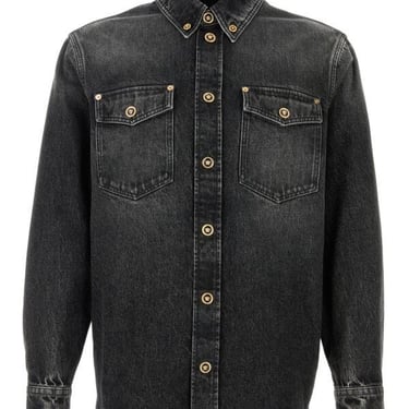 Versace Men Black Denim Shirt