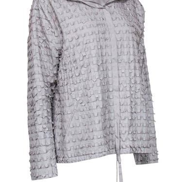 Annette Gortz - Grey Cotton Textured Light Weight Jacket w/ Hood Sz XL