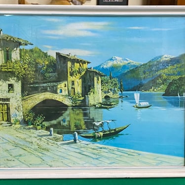 Item #DM169 Vintage Framed Italian Landscape Print c.1950