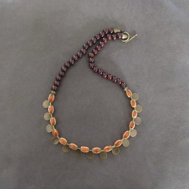 Ceramic and wooden beaded necklace, orange 