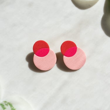 Phillipa II in pink | Polymer Clay Statement Earrings, Lightweight, Hypoallergenic Posts, Contemporary, Modern Minimalist Style 