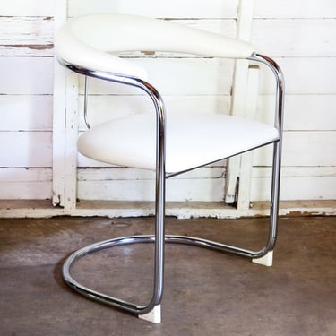 Anton Lorenz Ss33 White Chrome Arm Chair by Thonet 