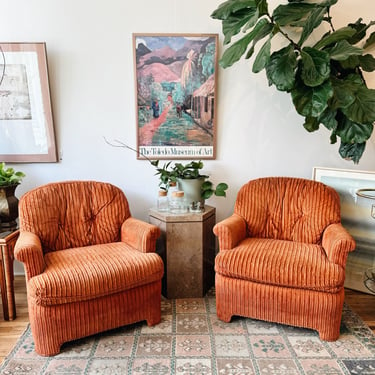 Burnt Orange Lounge Chairs by Sherrill