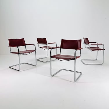Set of 4   Centro Studio armchairs by Mart Stam & Marcel Breuer, 1970s Fasem Italy 