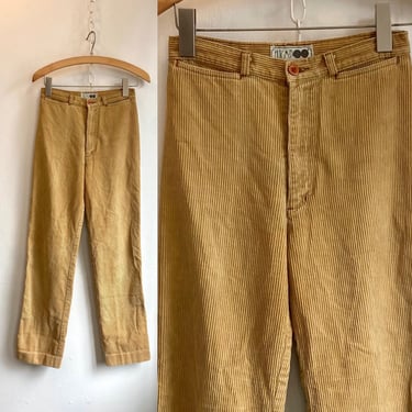 Vintage 70s 80s HUKAPOO CORDUROY Pants / High Waist + Straight Leg + No Back Pockets 