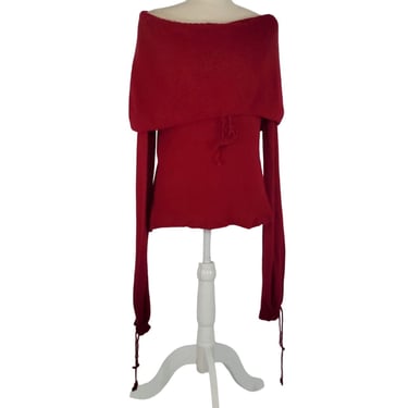 New! TwinSet Simona Barbieri Red Fuchsia Pullover Cowlneck Angora/Wool Sweater L 