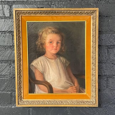 Antique California Portrait Oil Painting of Girl Sitting by Wanda Neumann, c.1920’s 