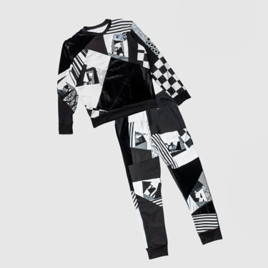 black + white  'all-over reroll' bundle (sweatshirt + jogger)