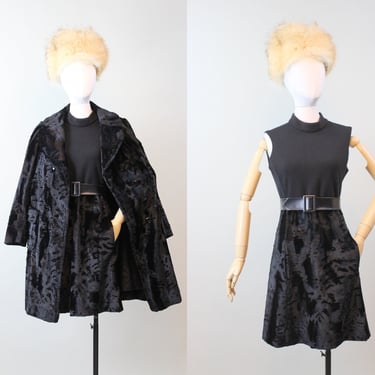 1960s JANE JUSTIN velvet mod dress and COAT small | new winter 